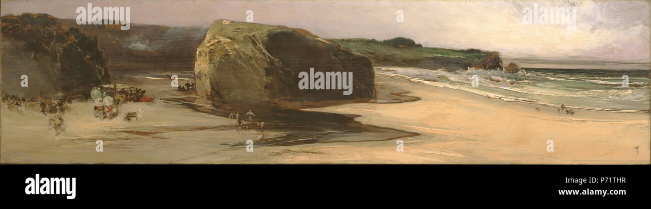 Inglese: Paesaggio con una gigantesca roccia al centro, da Kawamura Kiyoo, Shizuoka Prefectural Museum of Art, Shizuoka, Shizuoka, Giappone 日本語: 巨岩海浜図 川村清雄筆 . tra circa 1912 e circa 1926 154 paesaggio con le gigantesche rocce da Kawamura Kiyoo (Shizuoka Prefectrual Museo di Arte) Foto Stock