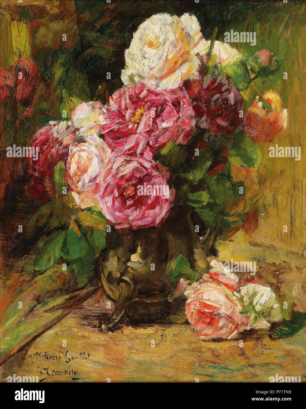 Deutsch: Rosen, signiert G. Jeannin, mit Widmung à Mme PIERRE GUILLOT, Öl auf Holz, 45,5 x 35,5 cm . prima di 1925 127 Georges Jeannin Rosen Foto Stock Deutsch: Rosen, signiert G. Jeannin, mit Widmung à Mme PIERRE GUILLOT, Öl auf Holz, 45,5 x 35,5 cm . prima di 1925 127 Georges Jeannin Rosen Foto Stock