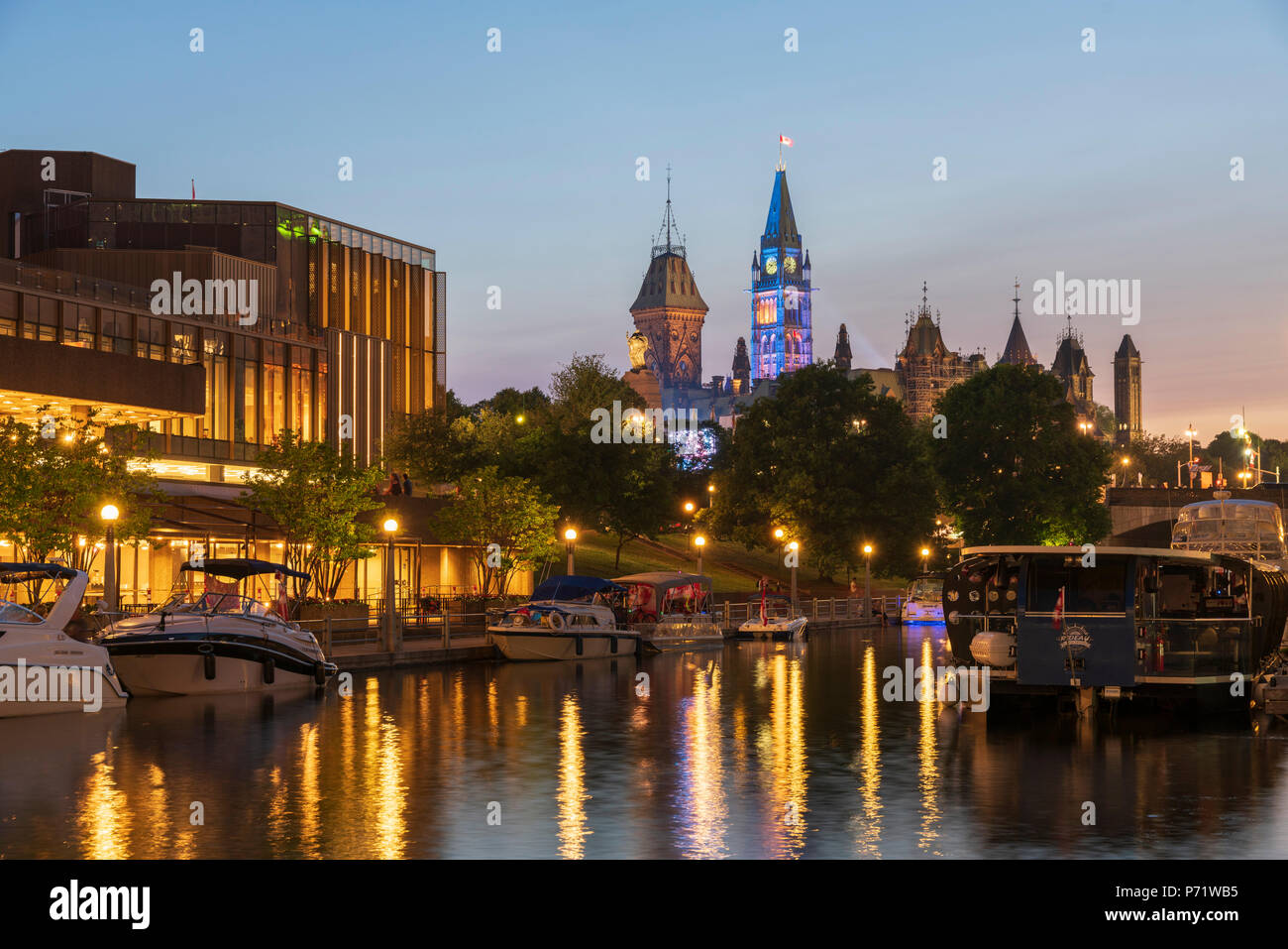 Ottawa Rideau Canal al tramonto sul Canada il giorno Foto Stock