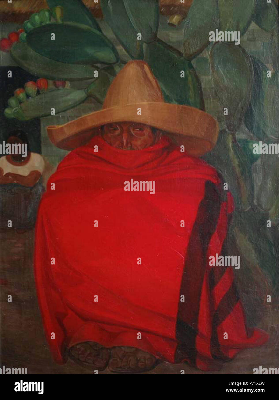 1 Alberto Garduño - El sarape rojo, ca. 1918 (584) Foto Stock