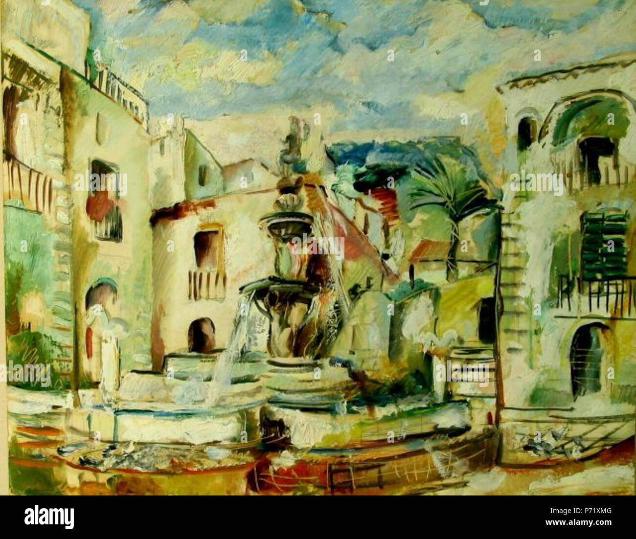 Român: Elena Popea - Peisaj din Spania, ulei pe carton, 61,5x49 cm, Muzeul de Arte Iasi. Data sconosciuta 9 Elena Popea - Peisaj din Spania Foto Stock