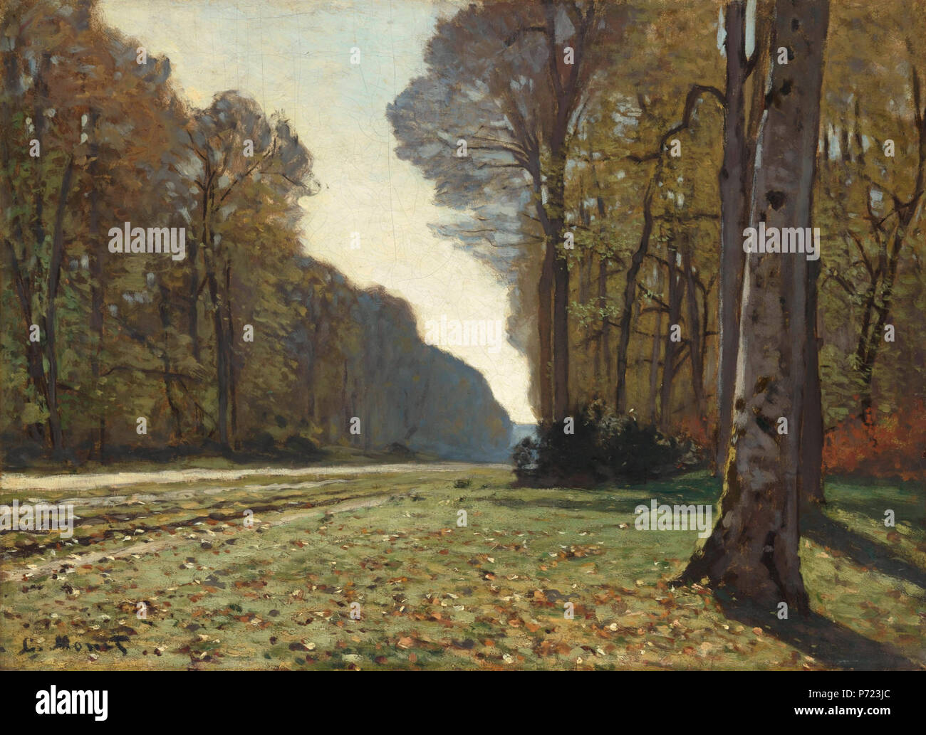 Nel 1863 Monet sinistra Gleyre's studio con il suo amico Bazille e intrapreso un pellegrinaggio verso la posizione preferita del paesaggio precedente artisti della scuola di Barbizon - la foresta di Fontainebleau. Là, egli è stato in grado di ritrovare tutta la gamma di temi familiare che era stata celebrata per diversi decenni, compreso il pavé de Chailly, un grande viale di quasi proporzioni architettoniche che ha agito come un gateway per la foresta. Egli ha così avuto la possibilità di lavorare di più che mai alla pittura en plein air. Secondo il suo amico, Monet era a quel punto 'abbastanza buona a paesaggi", grazie alla Foto Stock