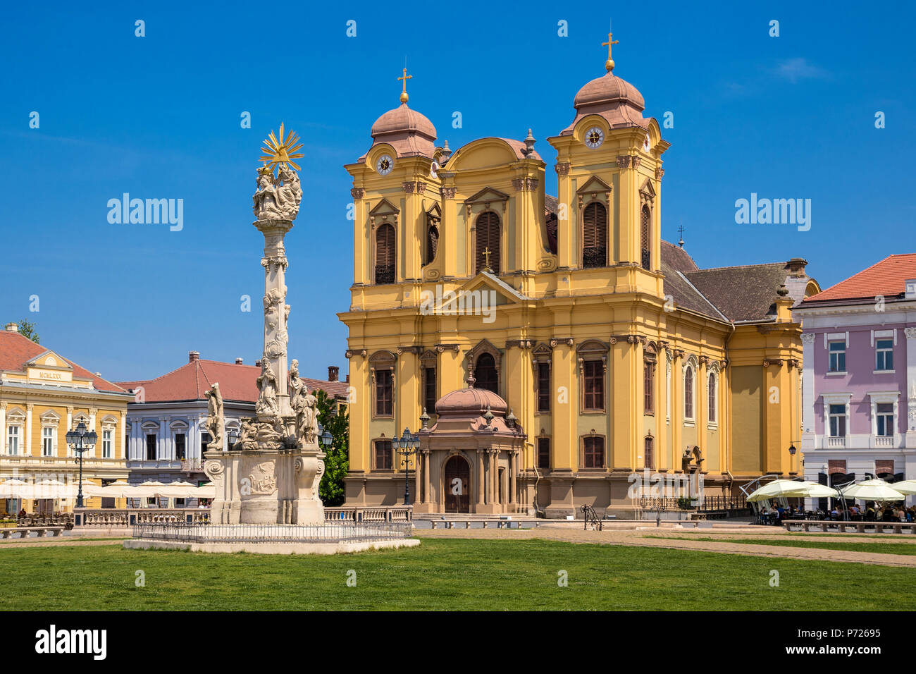 Timisoara Union Square Cattedrale Cattolica Foto Stock