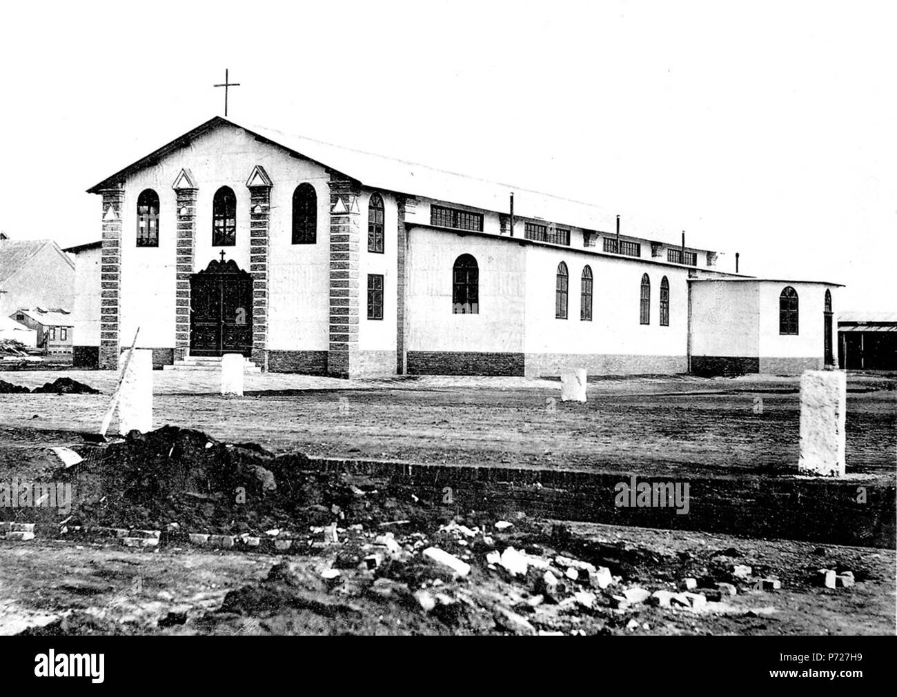 33 Die Militärkirche a Tientsin Herbst 1901, aus Barackenmaterial von der Ostasiatischen Pionier-Kompagnie erbaut Foto Stock