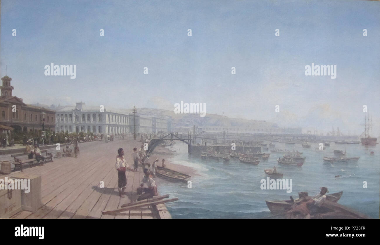 . Antiguo Muelle de Valparaíso. (Muelle Prat) 1882 212 Somerscales, Thomas - Antiguo Muelle de Valparaiso (Muelle Prat) 1882 Foto Stock