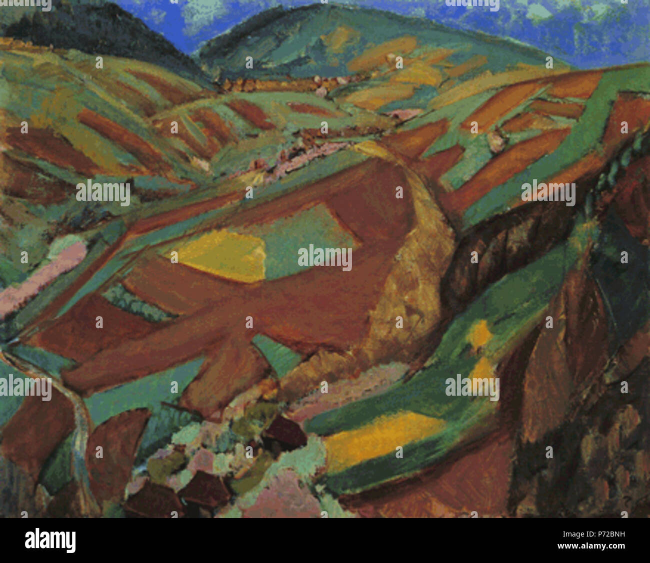 Inglese: terreno coltivato alla sommità da Takeji Fujishima, Menard Art Museum, Komaki, Aichi, Giappone : . 1938 28 Terreni coltivati per la parte superiore da Takeji Fujishima (Menard Museo d'arte) Foto Stock