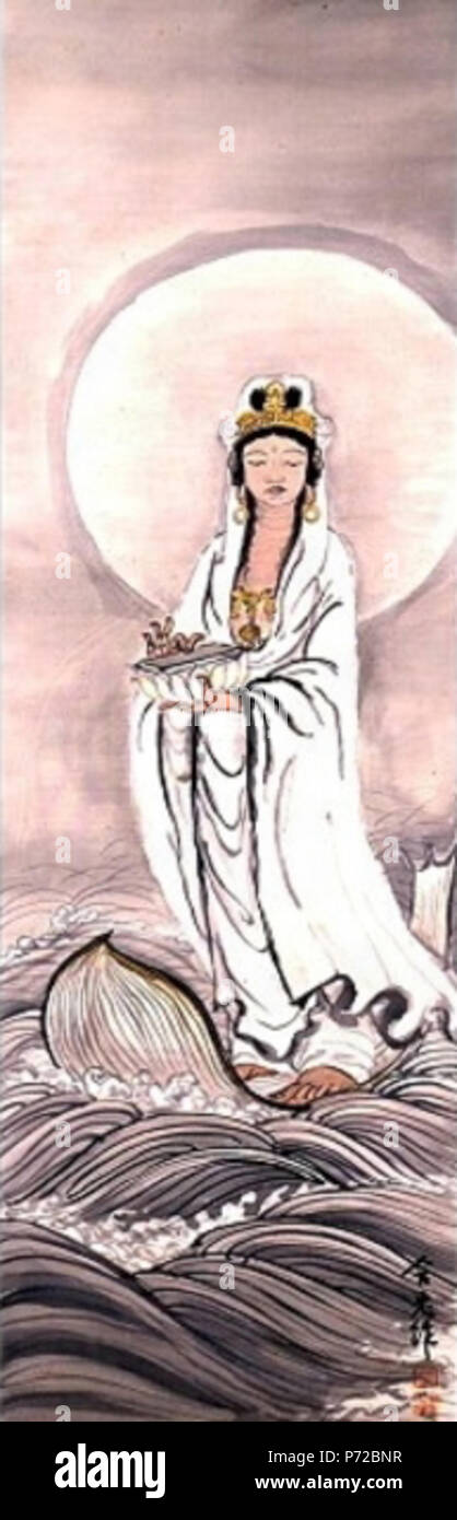 Inglese: di Kannon attraversando il mare per Takeji Fujishima, Kagoshima City Museum of Art, Kagoshima, Kagoshima, Giappone 日本語: 渡海観音 藤島武二筆 . prima di 1943 26 di Kannon attraversando il mare da Takeji Fujishima (Kagoshima City Museum of Art) Foto Stock
