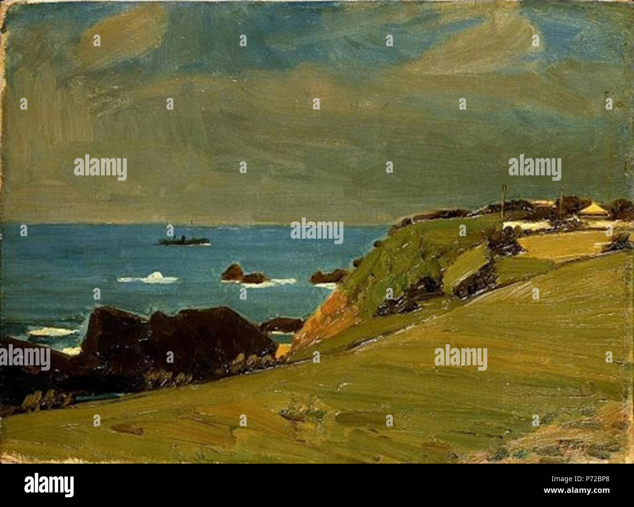 Inglese: Vista di Cape Shiono, da Takeji Fujishima, Kagoshima City Museum of Art, Kagoshima, Kagoshima, Giappone 日本語: 潮岬風景 藤島武二筆 . 1933 51 vista di Cape Shiono da Takeji Fujishima (Kagoshima City Museum of Art) Foto Stock