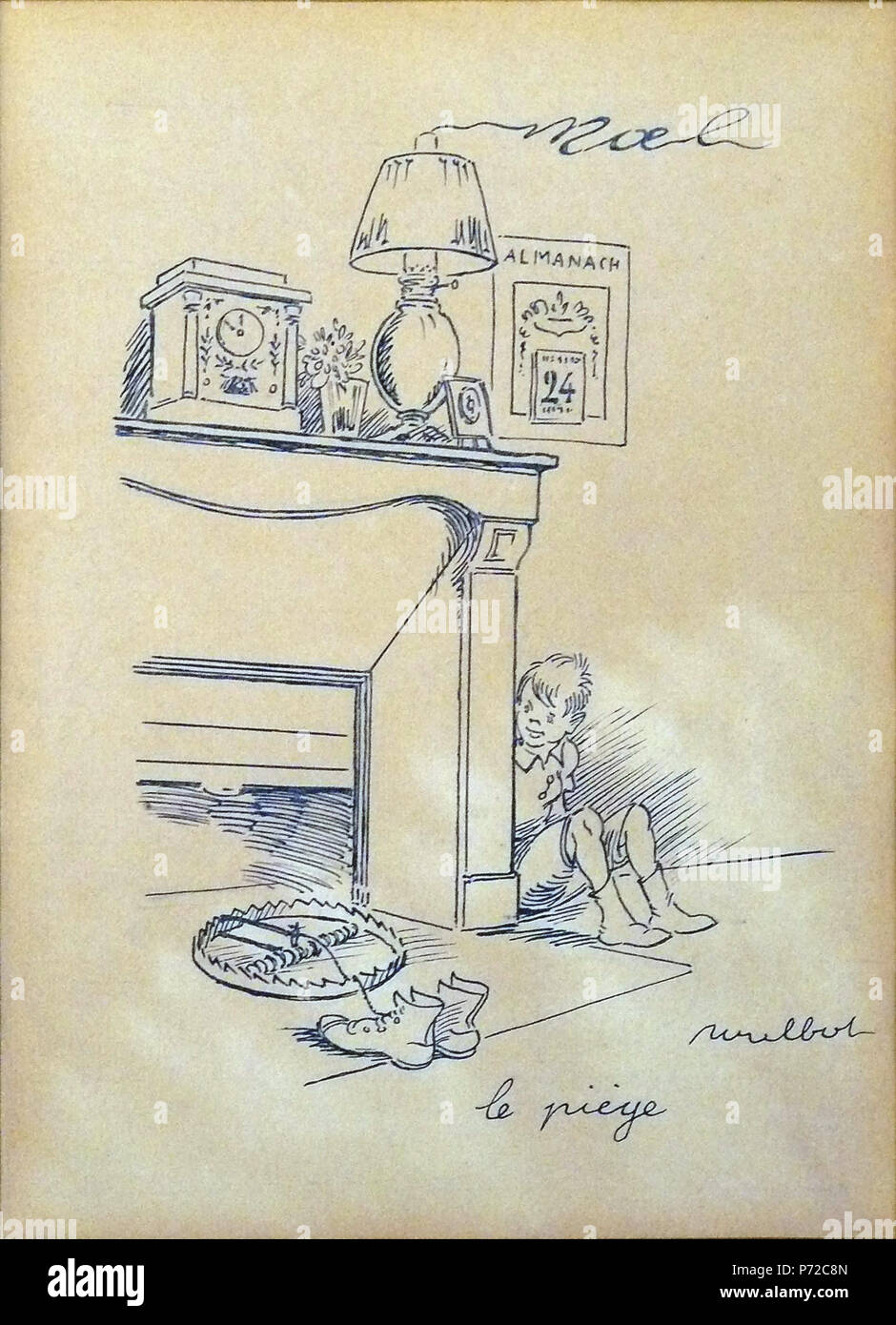 41 Poulbot F. - inchiostro - Noël, le piège - 28.5x20cm Foto Stock