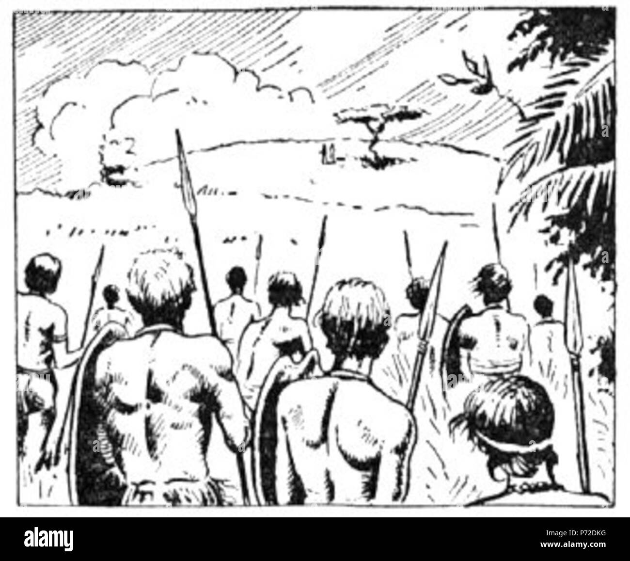 Slovenščina: Ilustracija Jožeta Beranka za slikanico Josipa Podmilšaka Žalost in veselje, Slovenski dom 1941 . 1941 7 BeranekZV395 Foto Stock