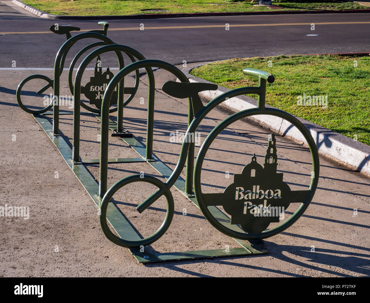 Portabiciclette, Balboa Park, San Diego, California. Foto Stock