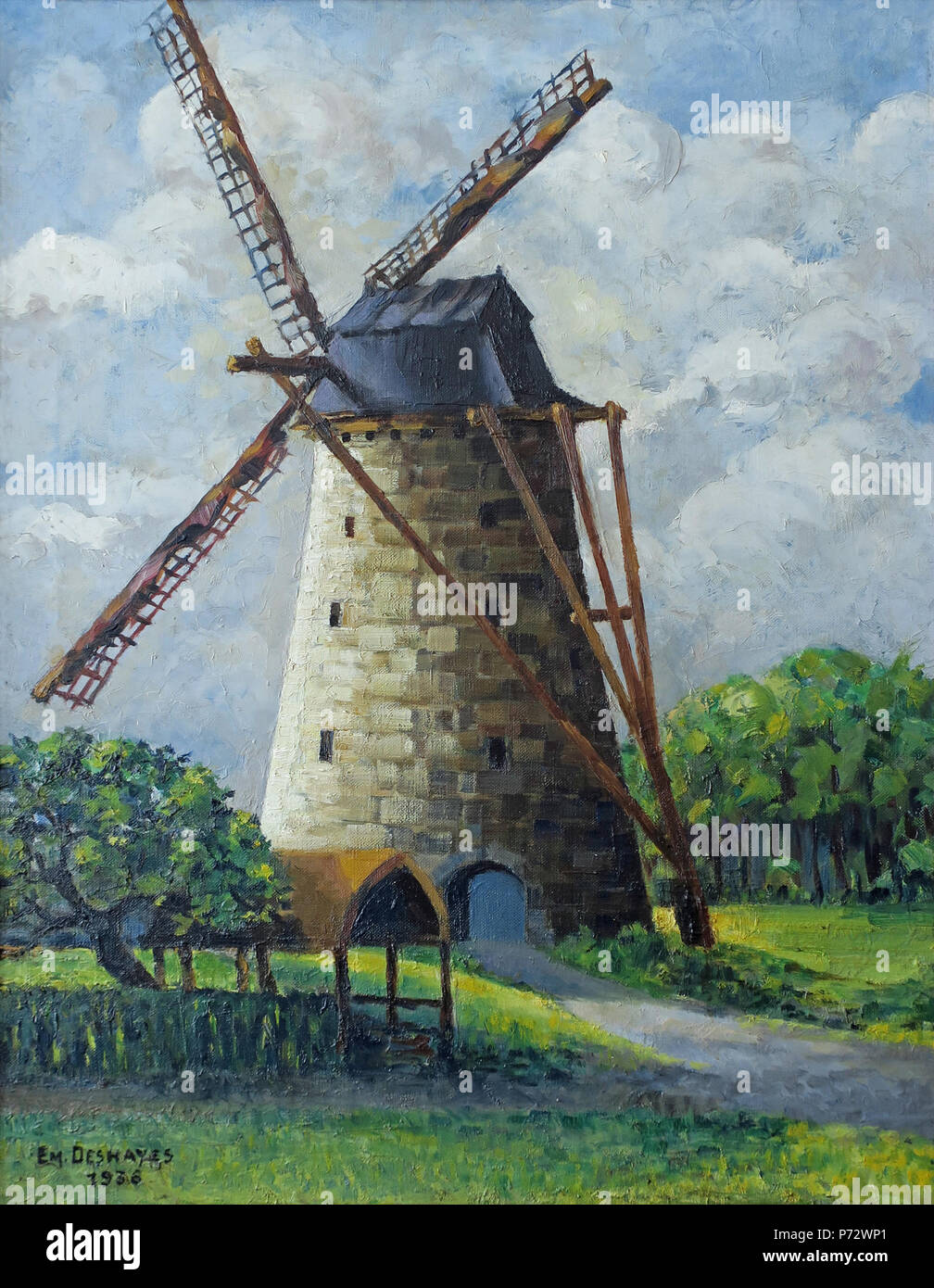 Français : Le Moulin de Rummen (1936). Huile sur toile, 65 x 50 cm. Par Emile Deshayes (1875-1946). 9 Maggio 2018 35 Moulin de Rummen. Emile Deshayes Foto Stock