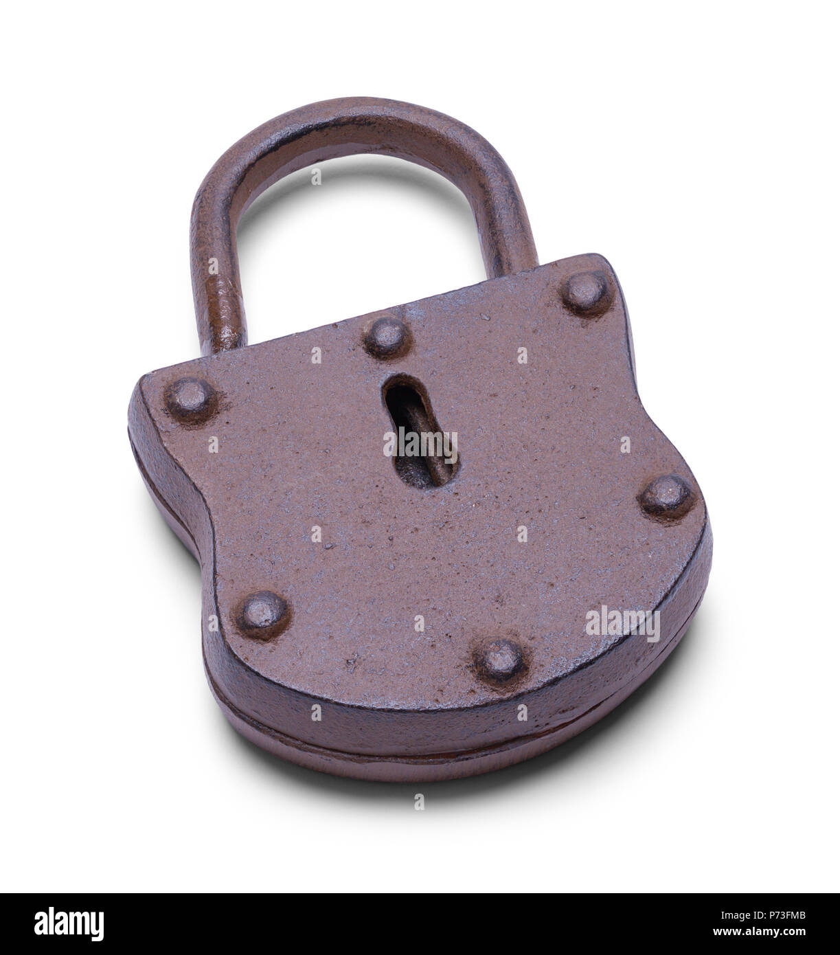 Rustico serratura chiave isolato su uno sfondo bianco. Foto Stock