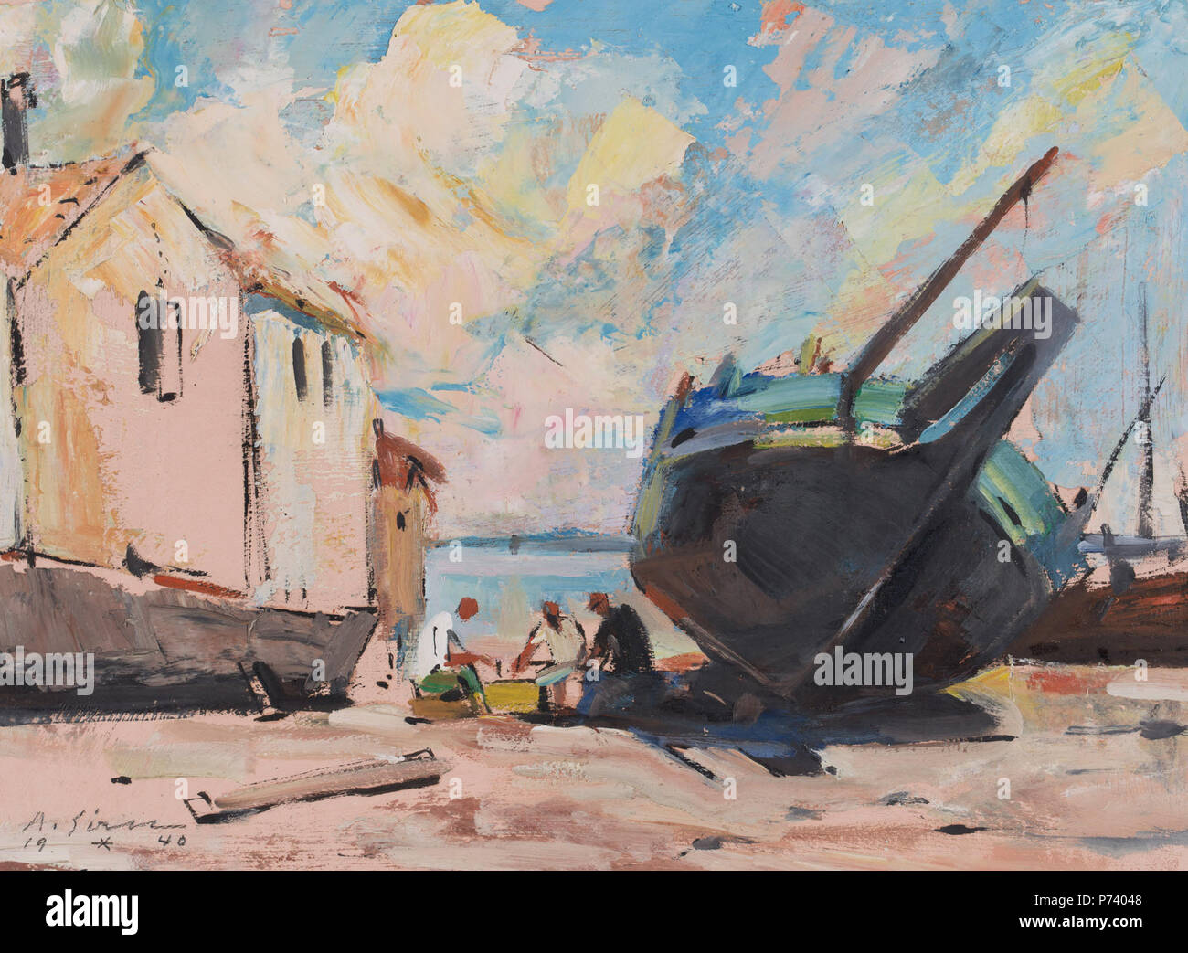 . Caulkers a pranzo 1940 2 Albert Sirk - Kalafati malici pri Foto Stock