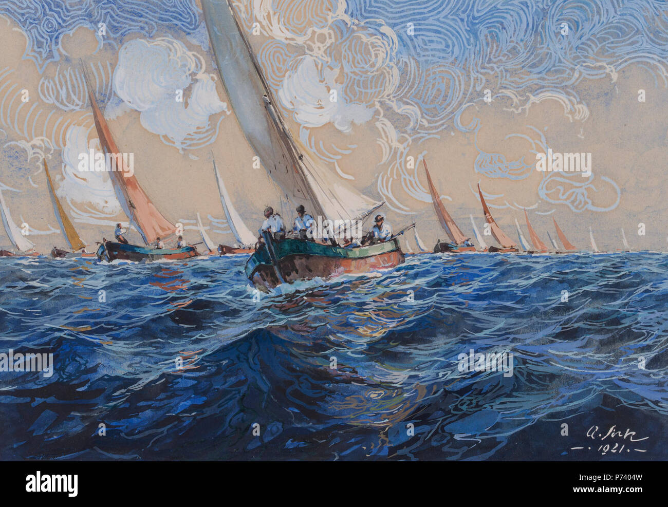 2 Albert Sirk - Ribiške barke Foto Stock