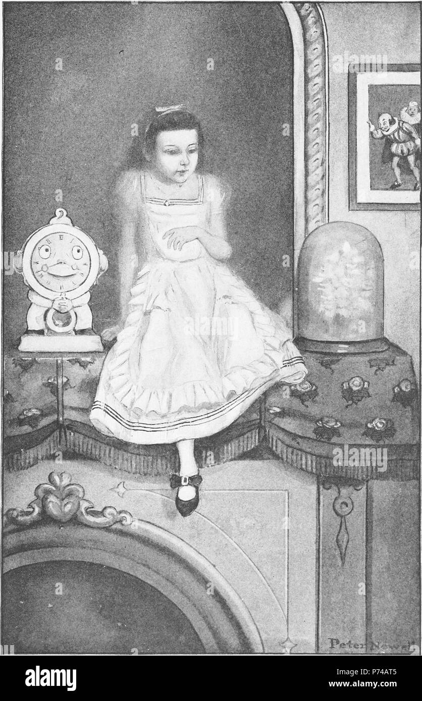 Inglese: "In un altro momento in cui Alice è stato attraverso il vetro". Illustrazione di Peter Newell a 'attraverso il Looking-Glass e quello che Alice vi trovarono', capitolo "Looking-Glass House' . 1902 185 Peter Newell - attraverso lo specchio e quello che Alice vi trovarono 1902 - Pagina 10 Foto Stock