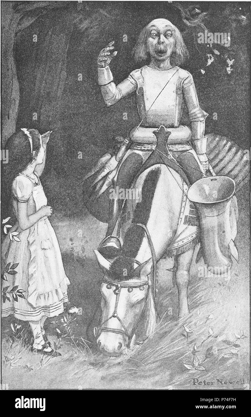 Inglese: "Con un debole sorriso illuminare il suo dolce faccia stolto, ... ha iniziato". Illustrazione di Peter Newell a 'attraverso il Looking-Glass e quello che Alice vi trovarono', capitolo "è la mia invenzione' . 1902 185 Peter Newell - attraverso lo specchio e quello che Alice vi trovarono 1902 - pagina 166 Foto Stock