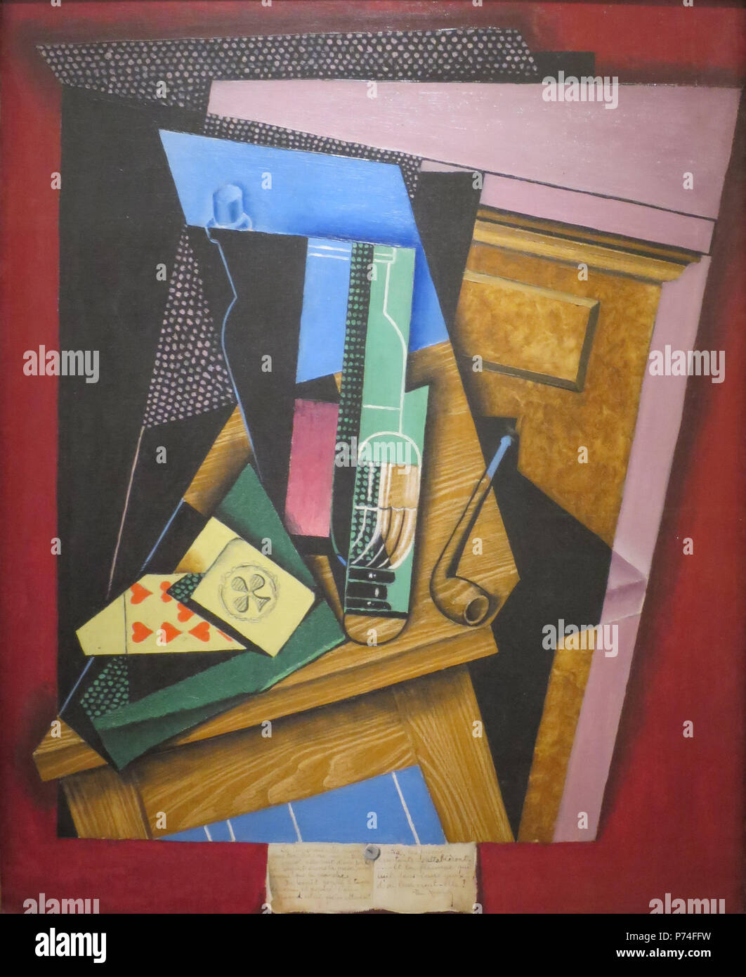 . Inglese: ancora in vita con una poesia . Inglese: ancora in vita con una poesia di Juan Gris, 1915, olio su tela, Norton Simon Museum . 1915 1 'Still la vita con una poesia' di Juan Gris, Norton Simon Museum Foto Stock