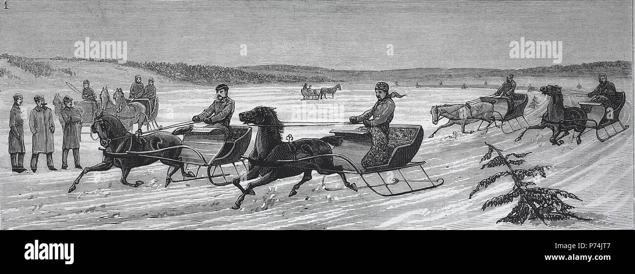 Sport invernali a Halifax, Nova Scotia, trotto partita sul ghiaccio, digitale riproduzione migliorata da un originale stampa da l'anno 1881 Foto Stock