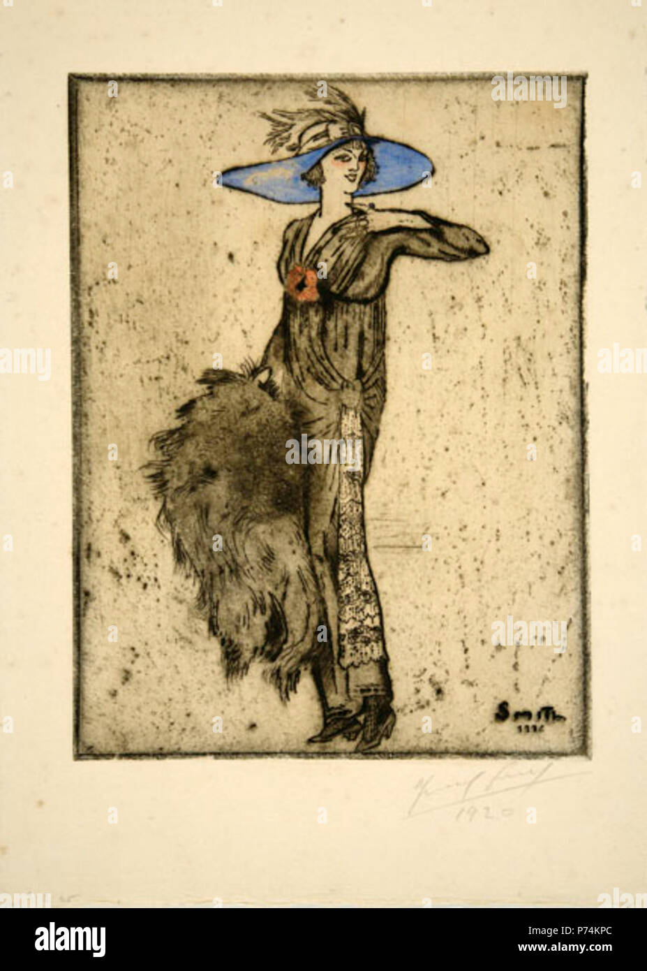 Català: Pronto (1912) Aiguafort ho aiguatinta un colore sobre la carta di 23,3 x 17,5 cm . 18 giugno 2009, 11:46:33 191 pronto 1903 Foto Stock