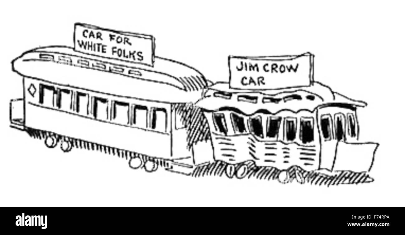 Inglese: 'Bianco' e 'Jim Crow' automotrici ferroviarie; la segregazione razziale negli Stati Uniti come carotenoidi da John McCutcheon. 1904 6 JimCrowCar2 Foto Stock