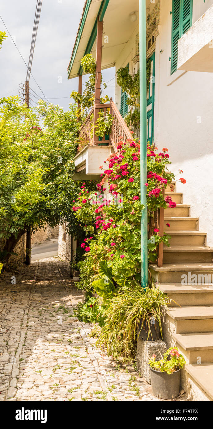 Una vista del villaggio tradizionale Lania in Cipro Foto Stock