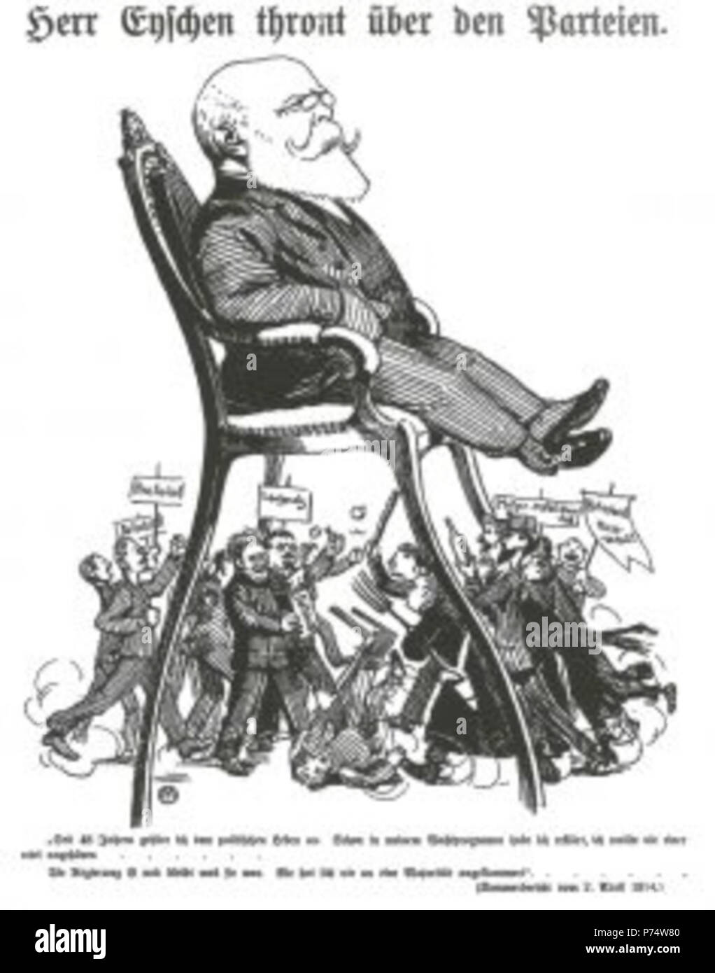 Lëtzebuergesch: Pierre Blanc: Paolo Eyschen Herr Eyschen thront über den Parteien. 3 Maggio 1914 39 Pierre Blanc, Paolo Eyschen, 1914 Foto Stock