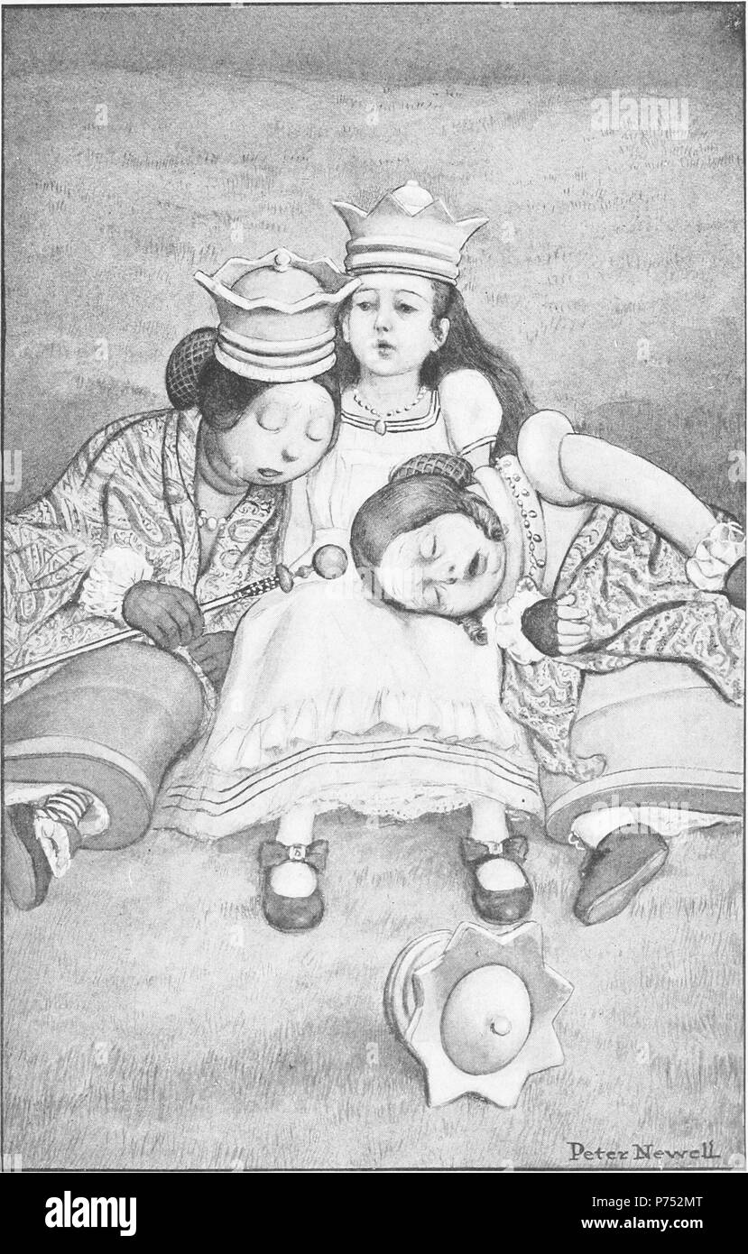 Inglese: "Prima una testa rotonda, e poi gli altri, rotolato giù dalla sua spalla". Illustrazione di Peter Newell a 'attraverso il Looking-Glass e quello che Alice vi trovarono', capitolo "Regina Alice" . 1902 178 Peter Newell - attraverso lo specchio e quello che Alice vi trovarono 1902 - pagina 188 Foto Stock