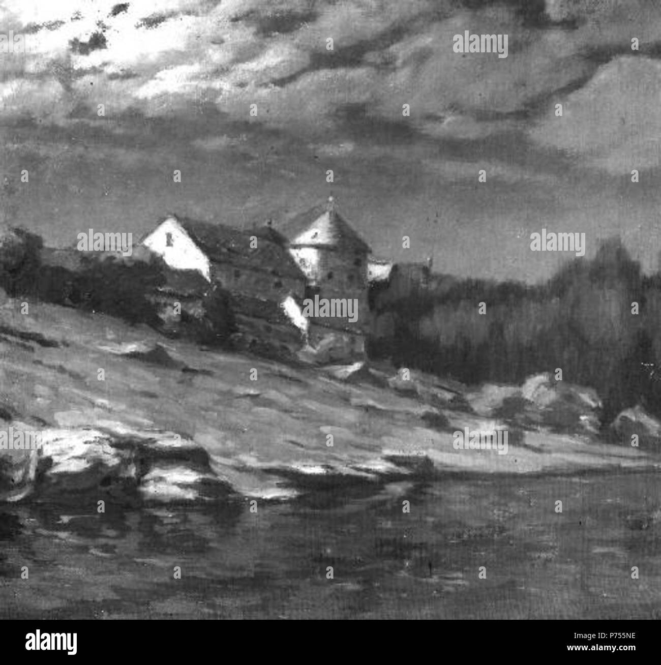 . Eština: Stará tvrz v msíní noci prima 1928 13 agosto ter 1870-1928 - Stara tvrz v mesicni noci Foto Stock