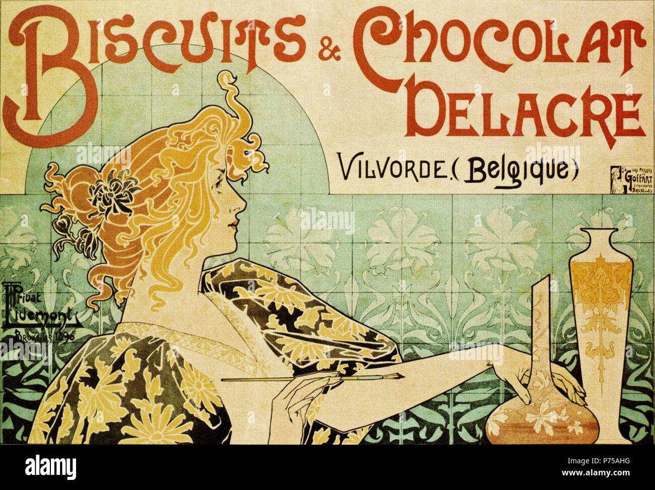 Nederlands: Affiche: Biscotti e Chocolat Delacre . 1896 17 biscotti e Chocolat Delacre Foto Stock