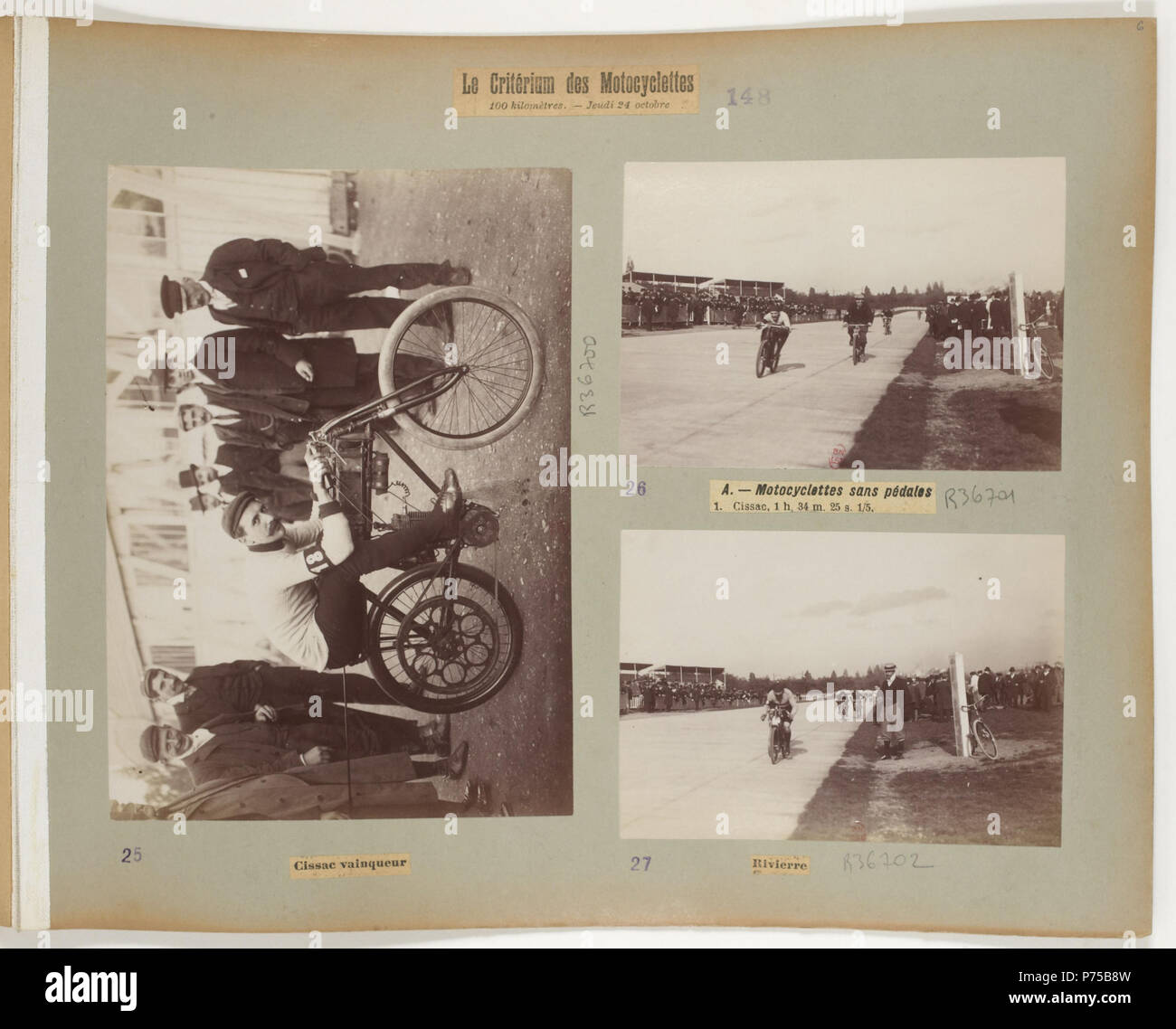 [Collezione Jules Beau. Photographie sportive] : T. 16. Années 1901 et 1902 / Jules Beau : F. 6. Critérium des motocyclettes, 24 octobre [1901]; . tra 1901 e 1902 20 Btv1b8433343m-p015 Foto Stock