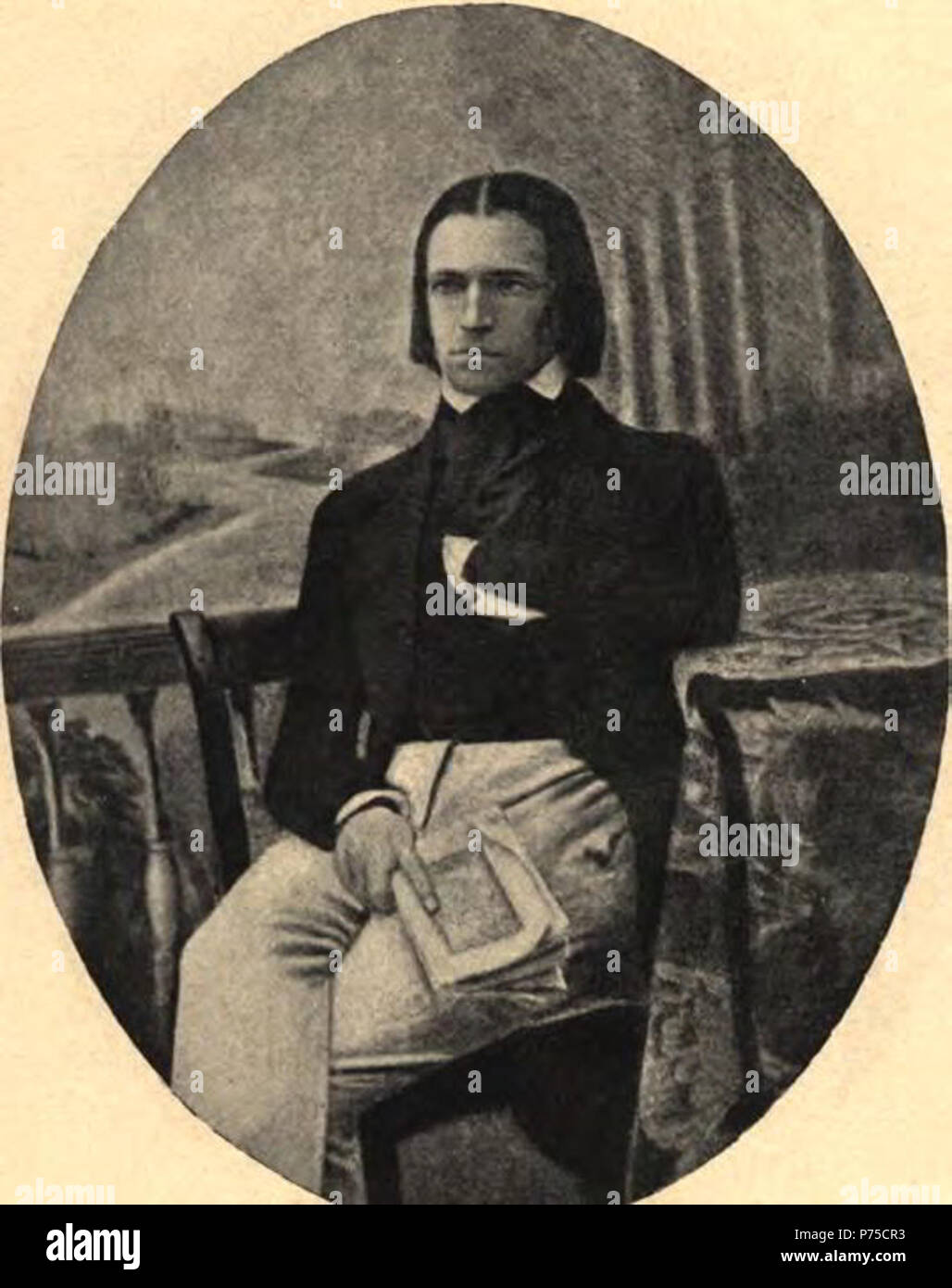 Polski: Druga podobizna, zrobiona z nieco dagierotypu póniejszego, zostaa przez p. Czesawa Karpiskiego odziedziczona po jego babce, Anieli z Chdowskich Dembowskiej (onie Edwarda). 1913 33 Edward Dembowski 1822 dag.2 Foto Stock