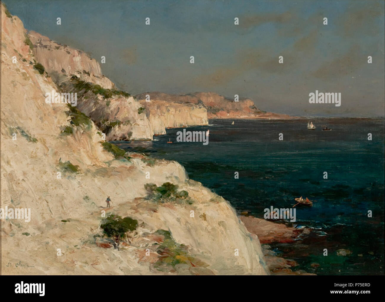 . Seascape con rocce dal 1920 fino al 1930 147 Jean-Baptiste-Giuseppe Oliva - Marinha com Rochas Foto Stock