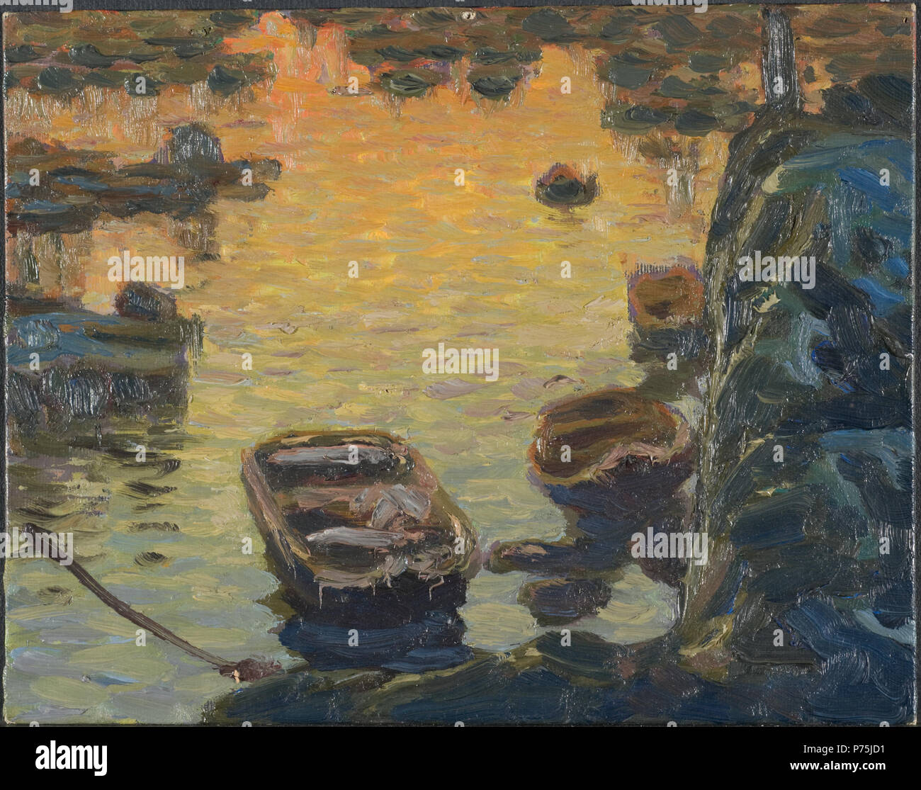 . Inglese: una notte di primavera durante la stagione di pesca. Studio da Lofoten Svenska: Vårnatt ho fisketid. Studie från Lofoten 1910 5 una molla di notte durante la stagione di pesca. Studio da Lofoten (Anna Boberg) - Nationalmuseum - 20477 Foto Stock