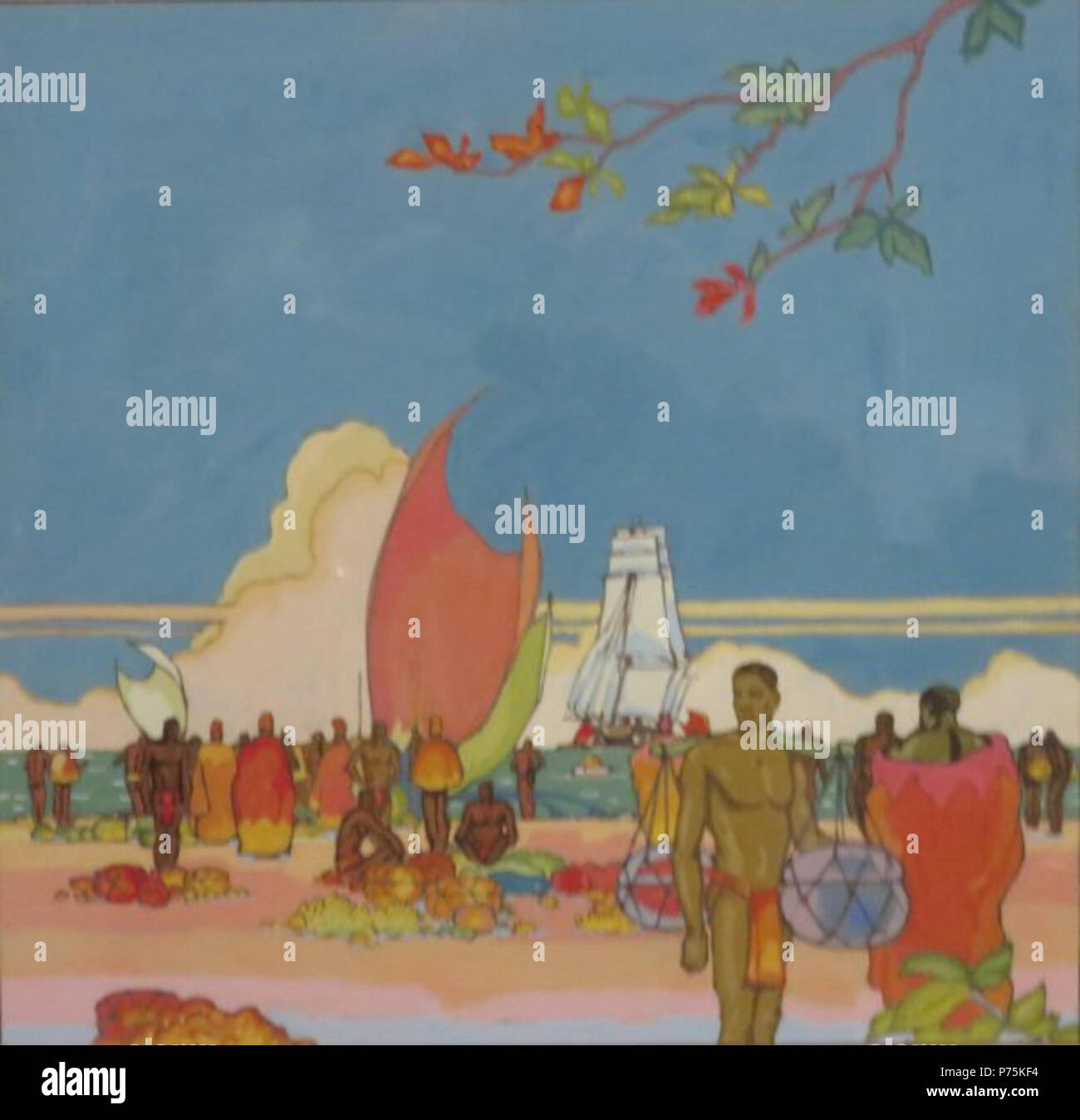 Inglese: "primi commercianti di Hawaii' di Arman Manookian, c. 1927, gouache e inchiostro su carta, Honolulu Museo di Arte, adesione 26469 . circa 1927 162 'primi commercianti di Hawaii' di Arman Manookian, c. 1927, Honolulu Museo di Arte, 26469 Foto Stock