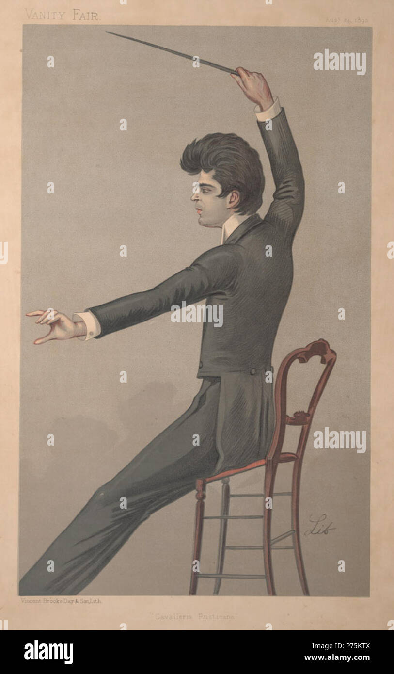 Gli uomini del giorno No.574: Caricatura di Sig P Mascagni. La didascalia recita: 'en:Cavalleria Rusticana" . 24 Agosto 1893 163 Pietro Antonio Stefano Mascagni, Vanity Fair, 1893-08-24 Foto Stock
