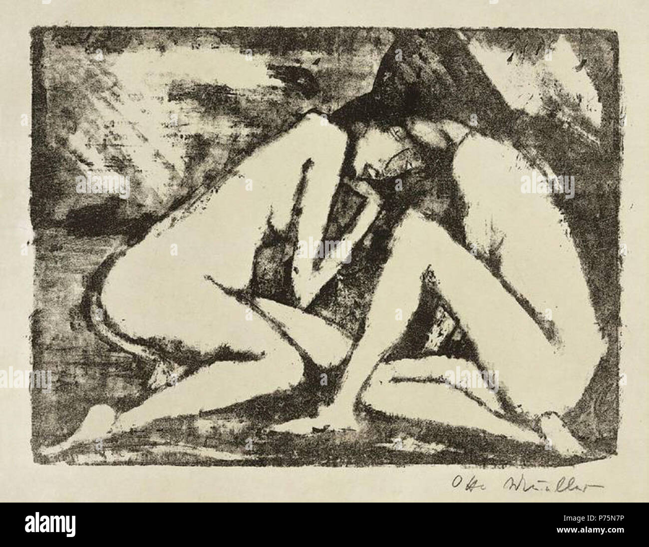 175 Otto Mueller Zwei sitzende Mädchen 2 Foto Stock
