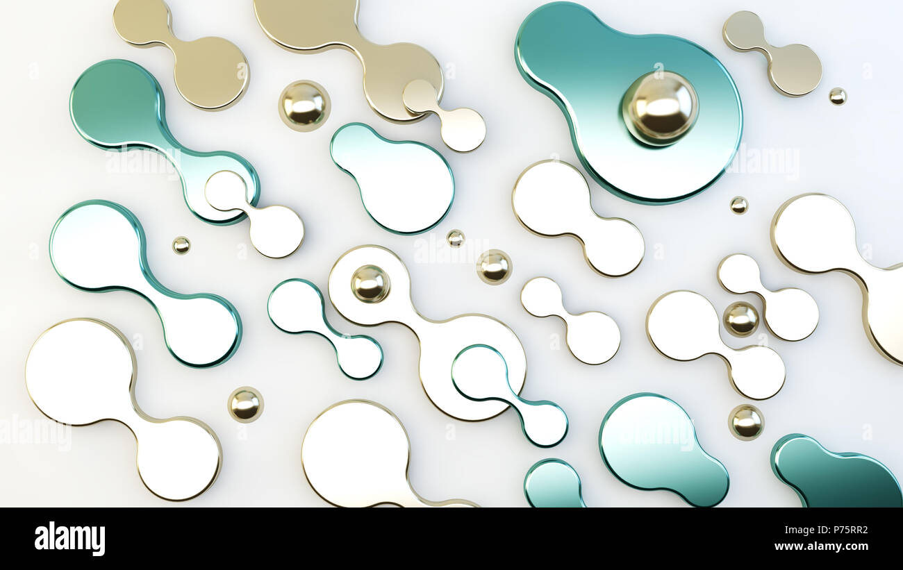 Verde e oro sfondo astratto rendering 3D Foto Stock