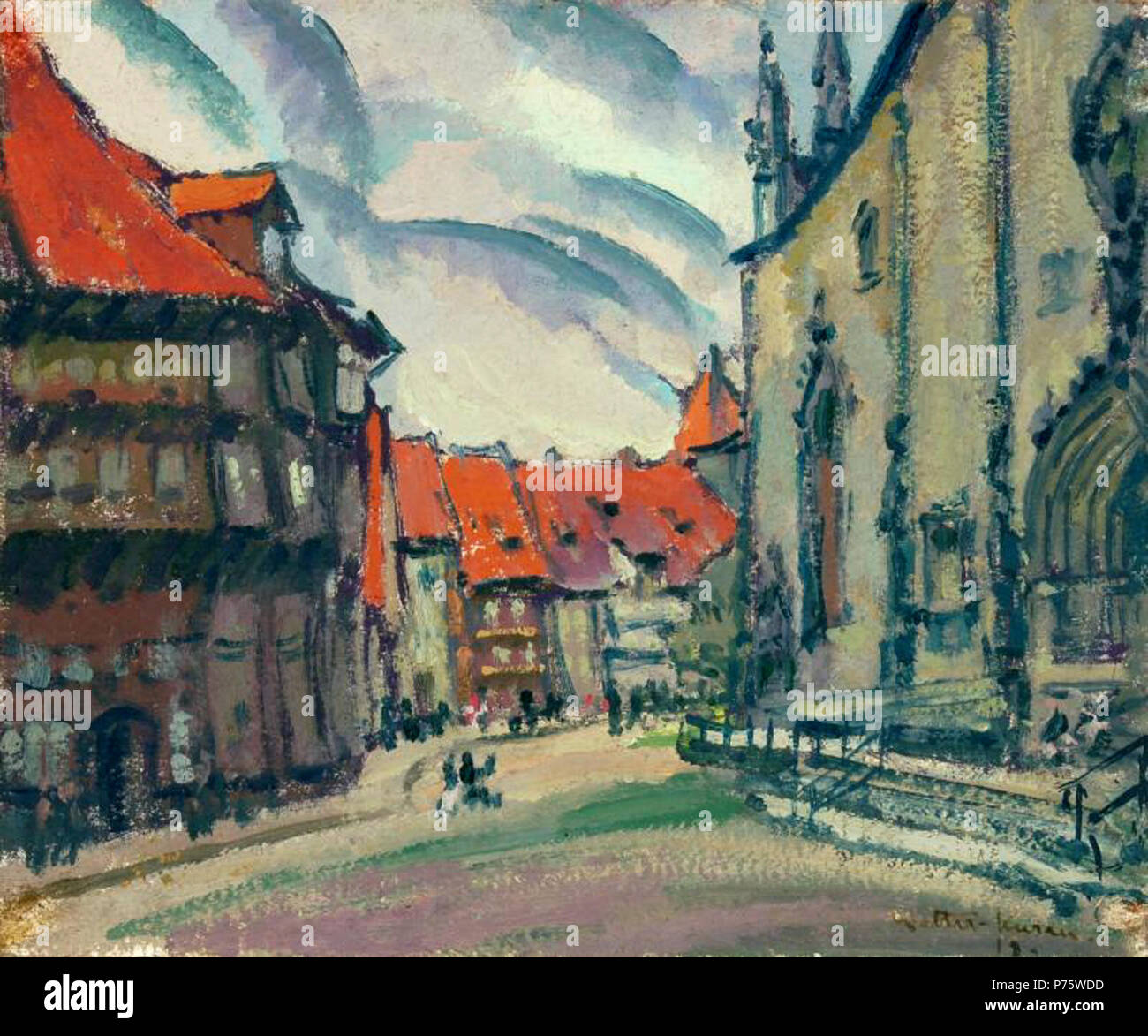 Kirchplatz. 1918. Öl auf Malpappe. 21,5 x 25,5 cm . 1918 148 Johann Walter-Kurau Kirchplatz Foto Stock