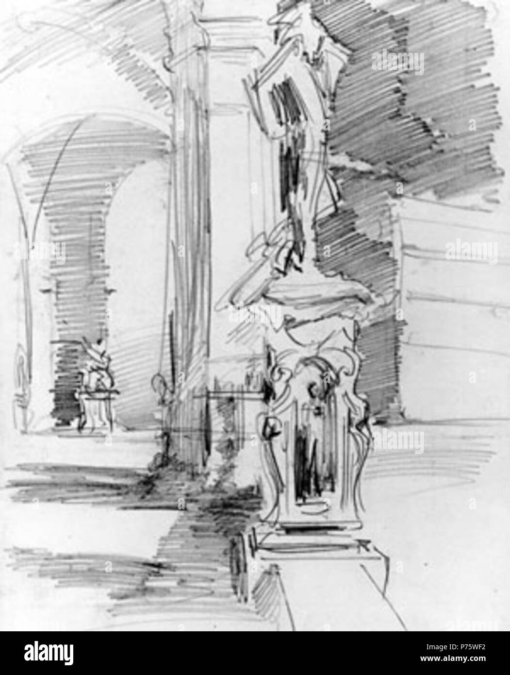 Inglese: Loggia dei Lanzi, Firenze Metropolitan Museum di New York Grafite su off-white carta intessuta 29 x 23 cm (11 3/8 x 9 in.) . tra circa 1902 e circa 1908 148 John Singer Sargent Loggia dei Lanzi Foto Stock