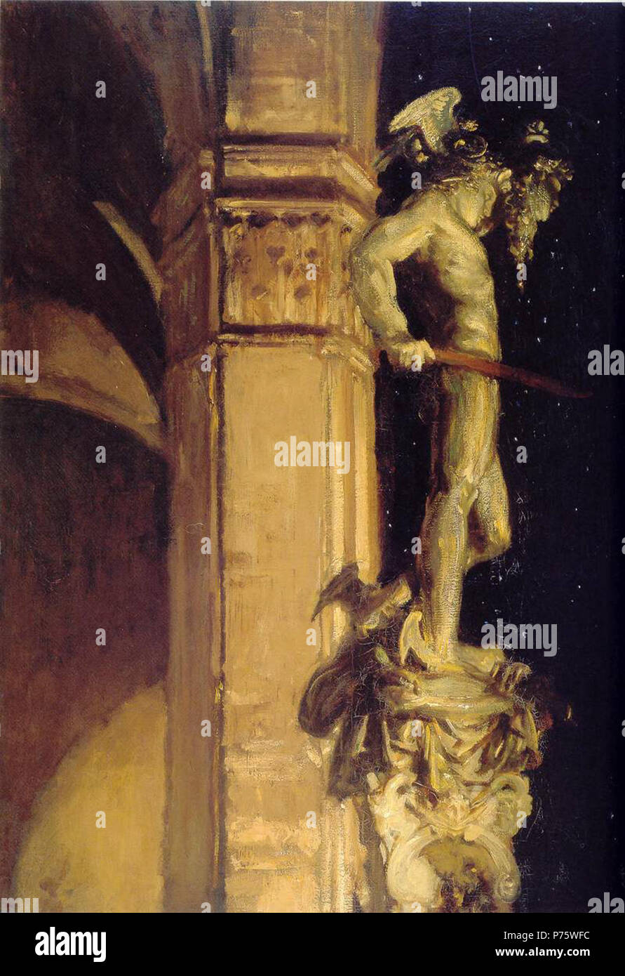 Inglese: statua del Perseo di Notte Santa Barbara Museum of Art Santa Barbara, California Olio su tela 128,9 x 92,4 cm (50 3/4 x 36 3/8 in.) . circa 1902 148 John Singer Sargent statua del Perseo di notte Foto Stock