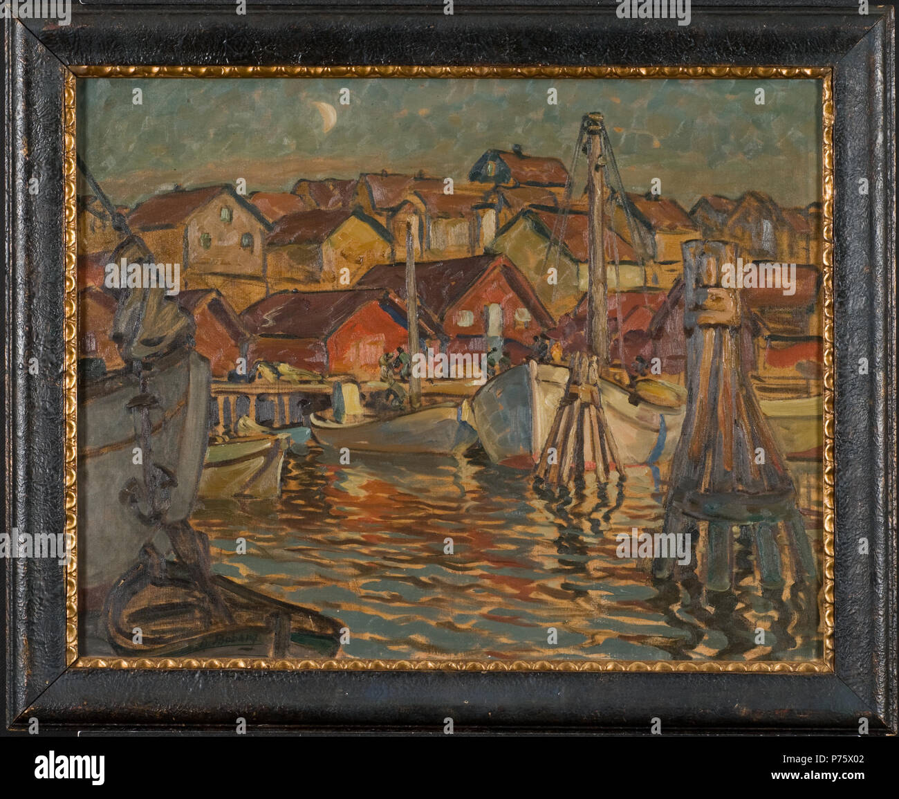 . Inglese: un porto di pescatori. Lo studio dal nord della Norvegia Svenska: Fiskeläge. Studie från Nordlandet data sconosciuta 5 di un porto di pesca. Lo studio dal nord della Norvegia (Anna Boberg) - Nationalmuseum - 21342 Foto Stock