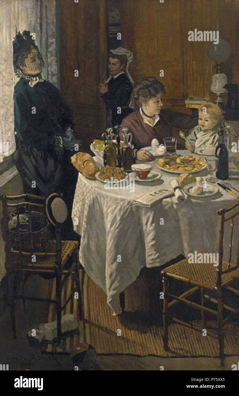 . Inglese: il pranzo Deutsch: Das Frühstück Français : Le déjeuner Polski: niadanie 1868 166 Monet, Claude - pranzo, la (1868) Foto Stock