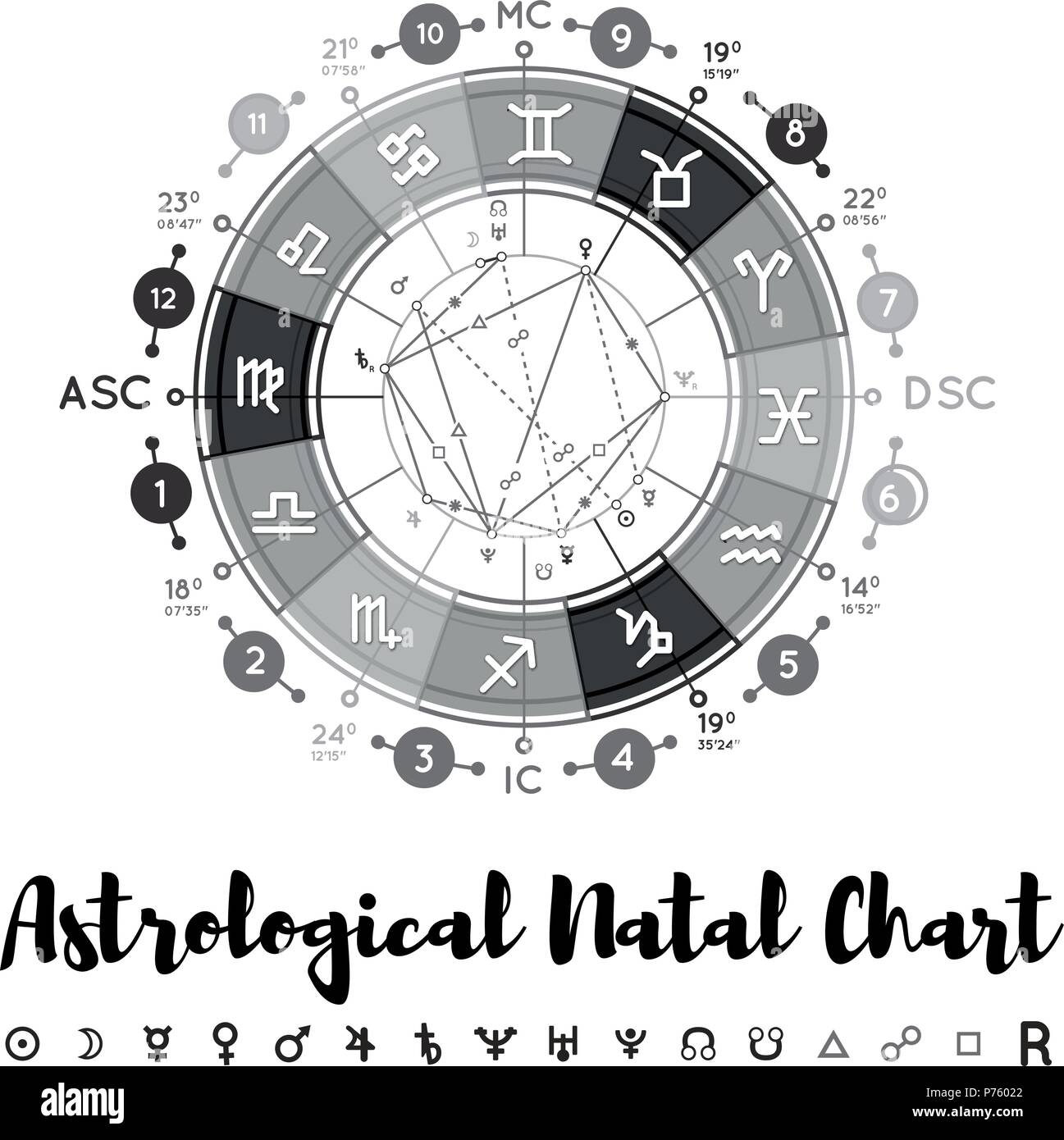 Astrologia Natal grafico di sfondo vettoriale Illustrazione Vettoriale