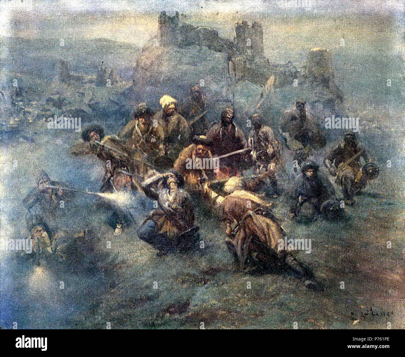 Un attacco . 1890s 127 Gigo Gabashvili. Attacco Foto Stock