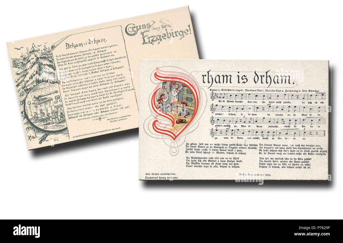 Deutsch: Die Liedpostkarte von Anton Günther . 1898/1920 2 1 drham kombo Foto Stock
