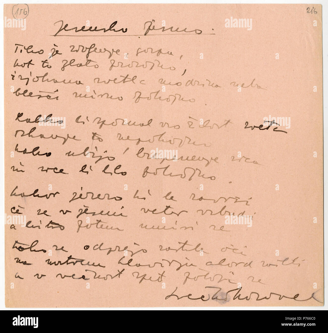 214 Srečko Kosovel - Jesensko pismo Foto Stock