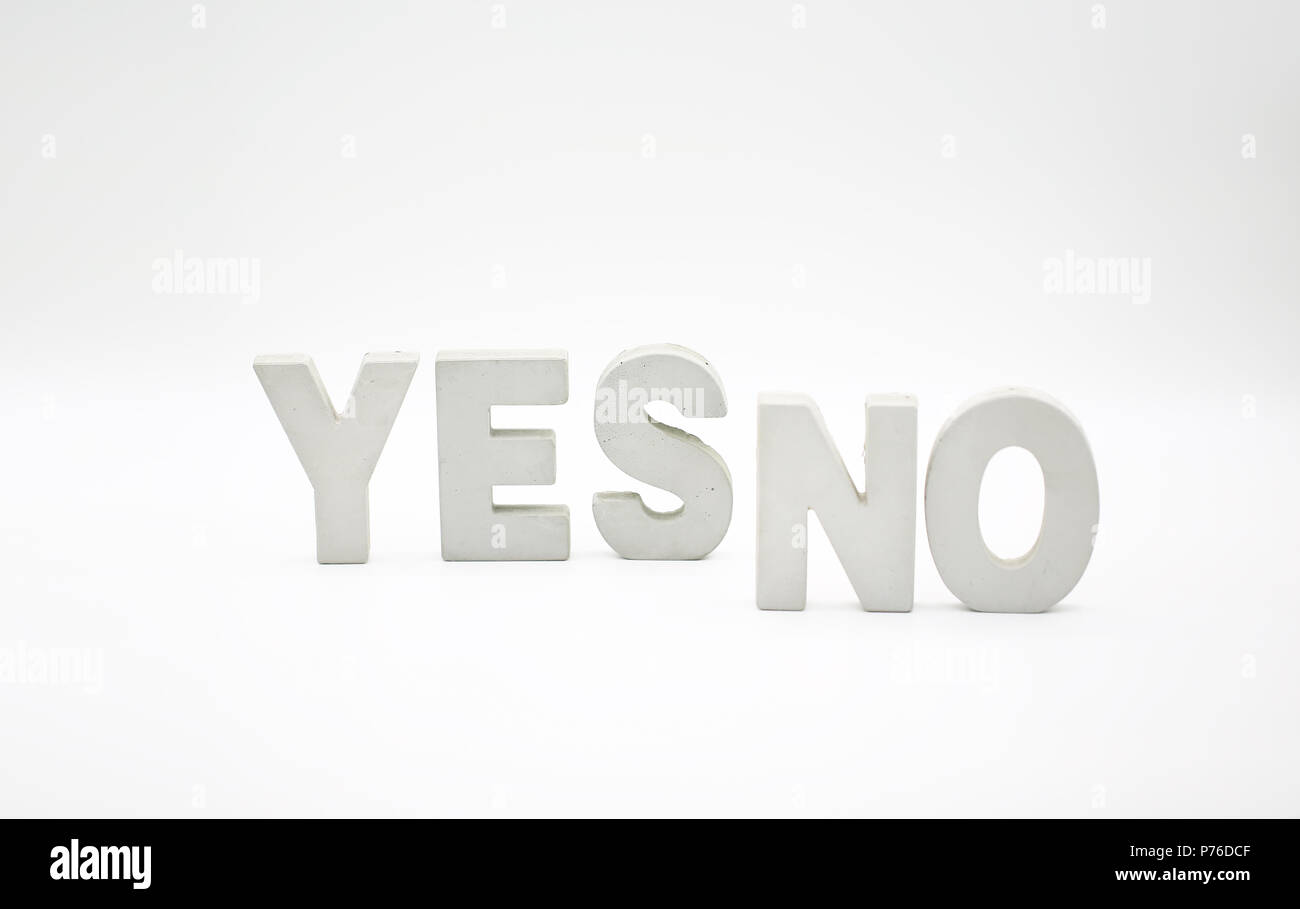 Sì o no blocco di word Foto Stock