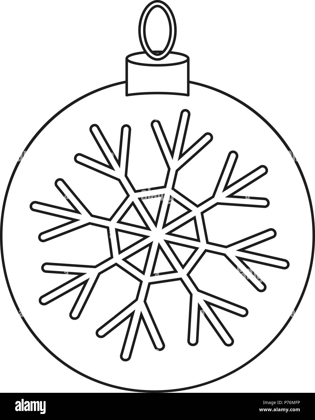 Line art in bianco e nero PALLA DI NATALE Illustrazione Vettoriale