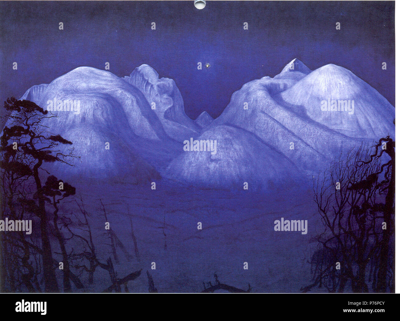 . Norvegese: Vinternatt i fjellene 1914 225 Vinternatt Foto Stock
